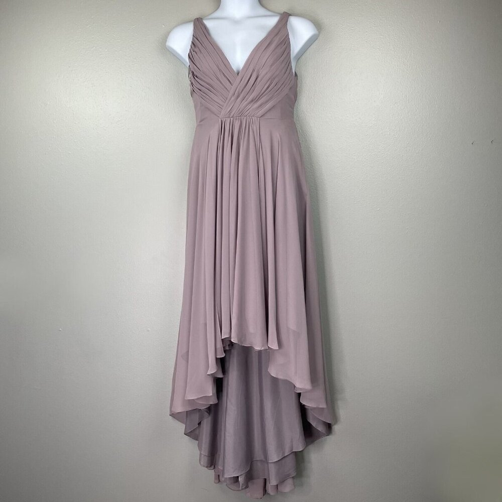 Monique Lhuillier Bridesmaid Dress Womens 10 Purple Lilac Chiffon Long 450378‎